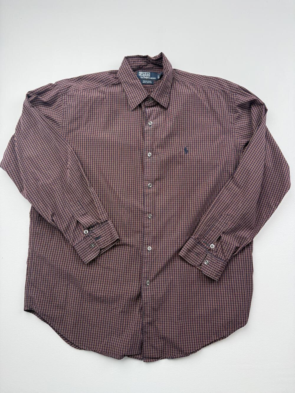 Polo Ralph Lauren Marlowe Shirt Mens Large Blue Check Long Sleeve Button Down